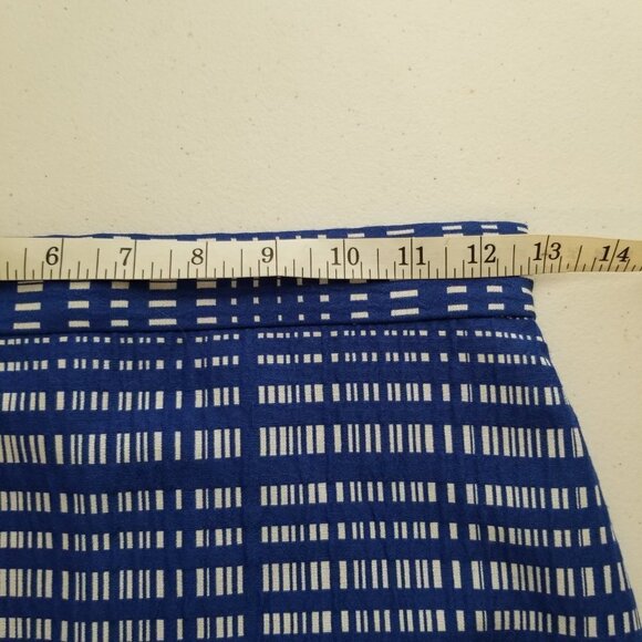 Banana Republic 0 Petite Blue White Crosshatch Pencil Skirt Back Zip - Picture 4 of 8